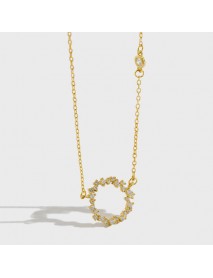 Classic Geometry CZ Circle Garland 925 Sterling Silver Necklace