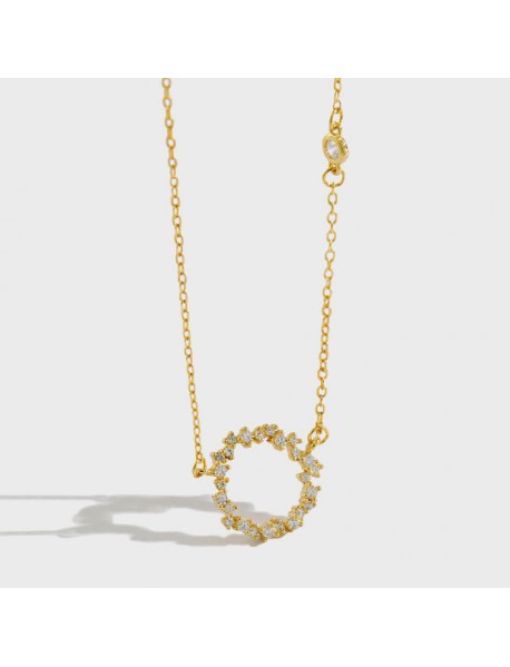 Classic Geometry CZ Circle Garland 925 Sterling Silver Necklace