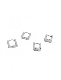 Classic Geometry Hollow Square 925 Sterling Silver Hoop Earrings