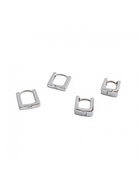 Classic Geometry Hollow Square 925 Sterling Silver Hoop Earrings
