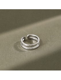 Simple New Double Layer 925 Sterling Silver Adjustable Ring