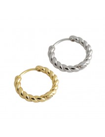 Minimalist New Twisted Circle 925 Sterling Silver Huggie Hoop Earrings