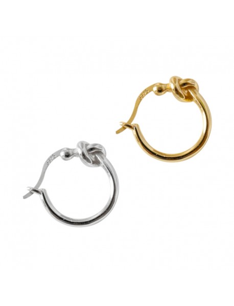 Honey Moon Gift Love Heart Knot Circle 925 Sterling Silver Hoop Earrings