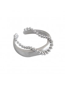 Modern Double Layer Beads Chain 925 Sterling Silver Adjustable Ring