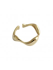 Minimalist Irregular Wave 925 Sterling Silver Adjustable Ring