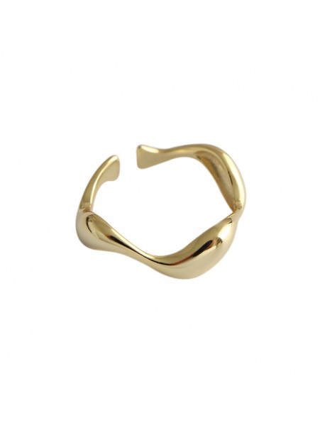 Minimalist Irregular Wave 925 Sterling Silver Adjustable Ring