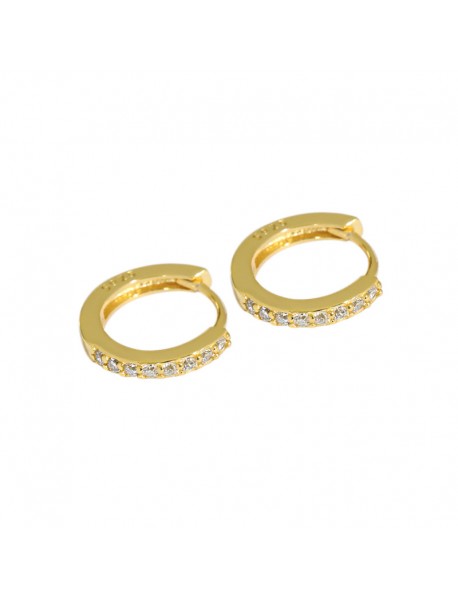 Casual Mini Geometry CZ Circle 925 Sterling Silver Huggie Hoop Earrings