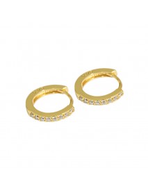 Casual Mini Geometry CZ Circle 925 Sterling Silver Huggie Hoop Earrings