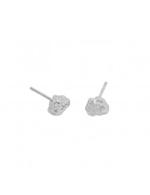 Simple Irregular Uneven Stones 925 Sterling Silver Stud Earrings