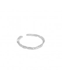 Fashion Tin Foil Texture Simple 925 Sterling Silver Adjustable Ring