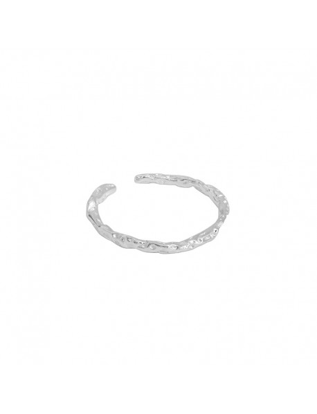 Fashion Tin Foil Texture Simple 925 Sterling Silver Adjustable Ring