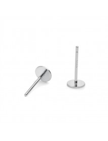 Classic Flat Round Pearl Pinto  925 Sterling Silver Stud Earrings