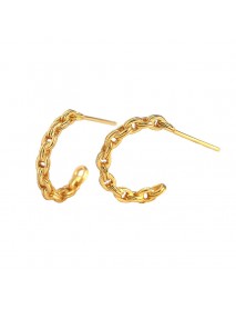 New Hollow Chain C Shape 925 Sterling Silver Hoop Earrings