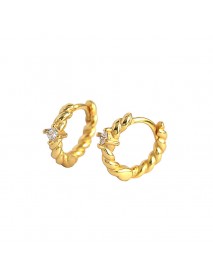 New CZ Twisted 925 Sterling Silver Hoop Earrings