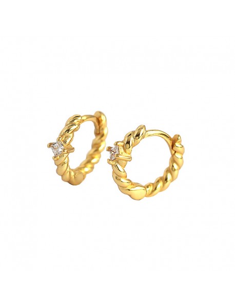 New CZ Twisted 925 Sterling Silver Hoop Earrings