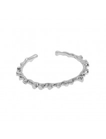 Irregular Lava Stones 925 Sterling Silver Open Bangle