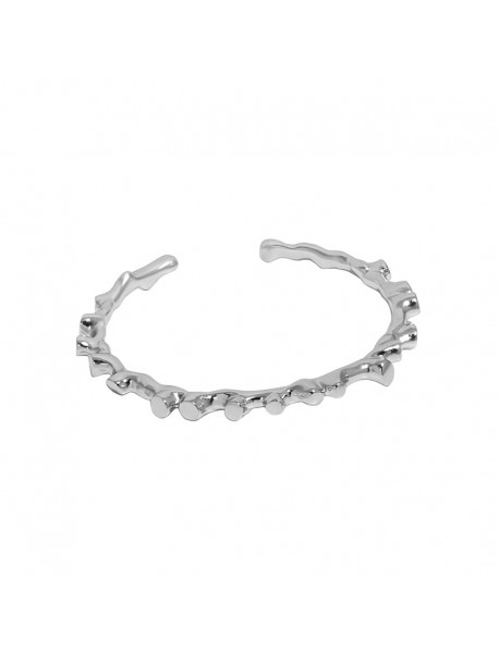 Irregular Lava Stones 925 Sterling Silver Open Bangle