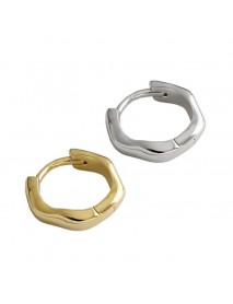 Geometry Irregular Wave 925 Sterling Silver Huggie Hoop Earrings