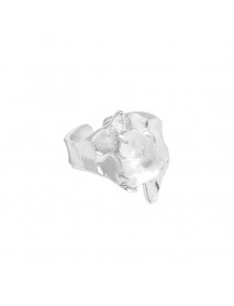 Fashion Irregular Natural Crystal Iceberg 925 Sterling Silver Adjustable Ring