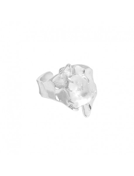 Fashion Irregular Natural Crystal Iceberg 925 Sterling Silver Adjustable Ring