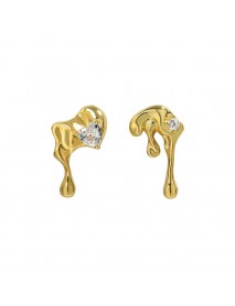 Asymmetry Irregular CZ Lava Flow 925 Sterling Silver Dangling Earrings