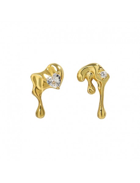 Asymmetry Irregular CZ Lava Flow 925 Sterling Silver Dangling Earrings