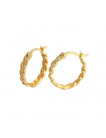 Simple Hollow Braided Chain 925 Sterling Silver Huggie Hoop Earrings