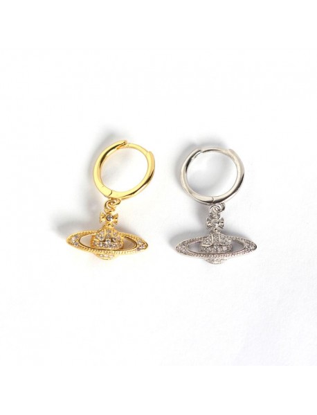 Holiday CZ Planet 925 Sterling Silver Hoop Earrings