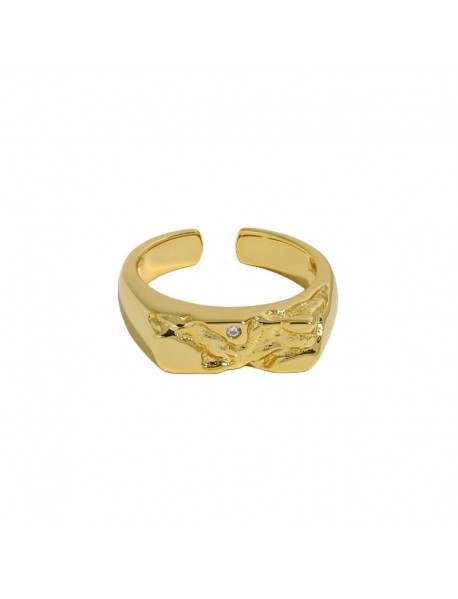 Irregular CZ River 925 Sterling Silver Adjustable Ring