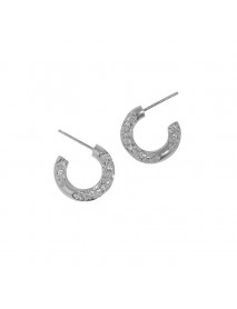 Women Irregular CZ C Shape 925 Sterling Silver Hoop Earrings