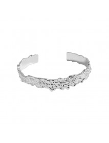 Modern Irregular 925 Sterling Silver Open Bangle