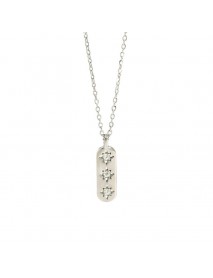 Elegant CZ Geometry CZ Star Tag 925 Sterling Silver Necklace