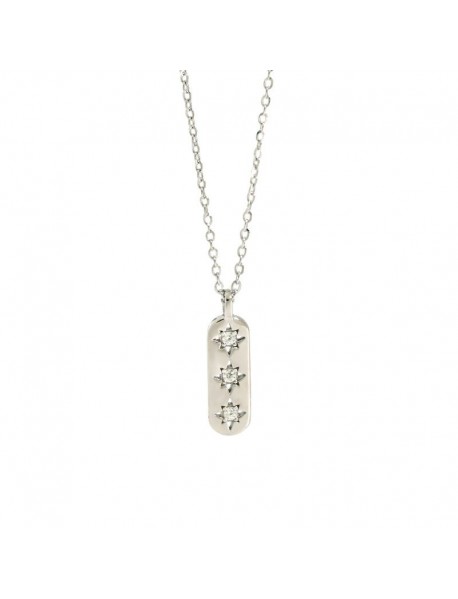 Elegant CZ Geometry CZ Star Tag 925 Sterling Silver Necklace