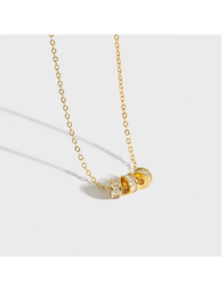 Elegant CZ Lucky Beads 925 Sterling Silver Necklace
