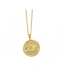 Fashion Eye Round Tag 925 Sterling Silver Necklace