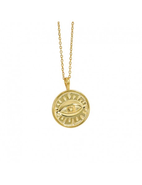 Fashion Eye Round Tag 925 Sterling Silver Necklace
