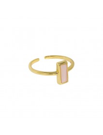 Geometry Rectangle Pink Shell 925 Sterling Silver Adjustable Ring