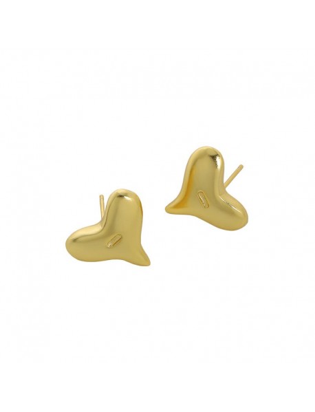 Geometry Irregular Big Heart 925 Sterling Silver Stud Earrings
