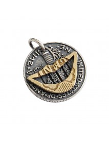 Vintage Lip Portrait Coin 925 Sterling Silver Pendant