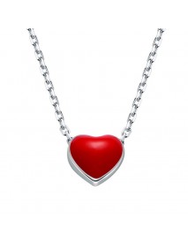 New Mini Red Heart Chain 925 Sterling Silver Necklace