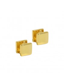 Geometry Gold Double Square 925 Sterling Silver Hoop Earrings