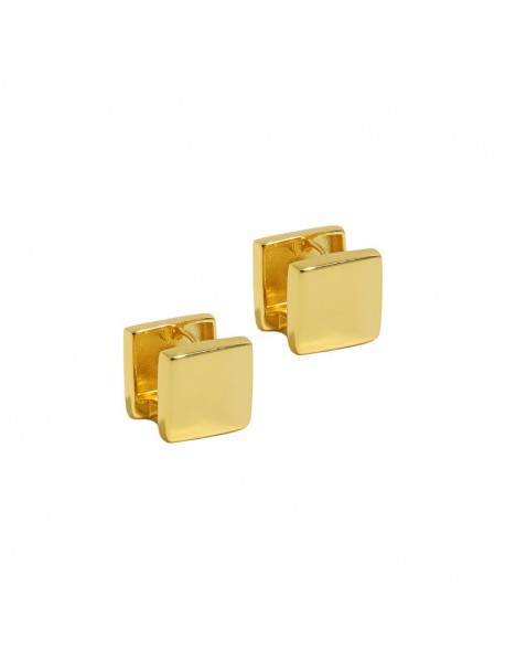 Geometry Gold Double Square 925 Sterling Silver Hoop Earrings