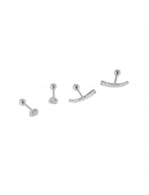 Mini Irregular Beads Arc 925 Sterling Silver Stud Earrings