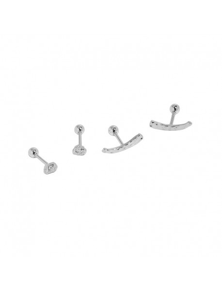 Mini Irregular Beads Arc 925 Sterling Silver Stud Earrings