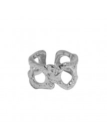 Minimalism Irregular X Hollow 925 Sterling Silver Adjustable Ring