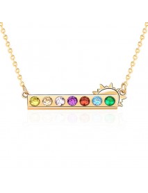 Colorful CZ Rainbow Sun Sweet 925 Sterling Silver Necklace