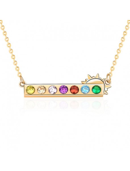 Colorful CZ Rainbow Sun Sweet 925 Sterling Silver Necklace