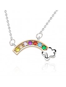 Sweet Colorful CZ Rainbow Cloud 925 Sterling Silver Necklace