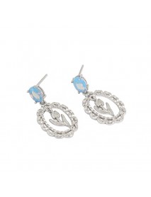 Elegant Blue CZ Tulips Flower 925 Sterling Silver Dangling Earrings