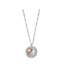 Elegant Round Created Moonstone 925 Sterling Silver Necklace
